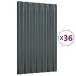 vidaXL Panneaux de toit 36 Pièces Acier enduit poudre Anthracite 60x36 cm