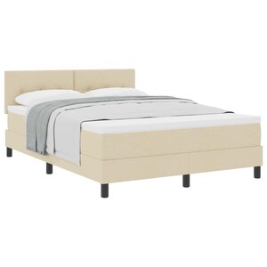 vidaXL Lit à ressorts avec tête de lit Crème 160 x 200 cm tissu