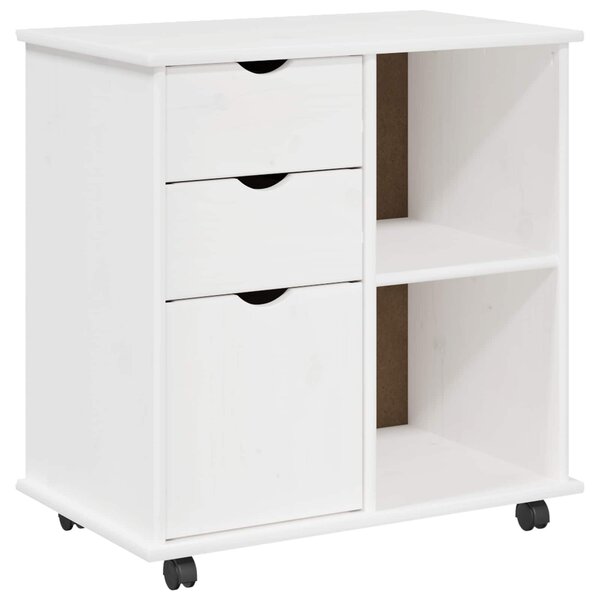 vidaXL Cabinet roulant Blanc 63 5 x 39 x 65 5 cm Bois de Pin Massif