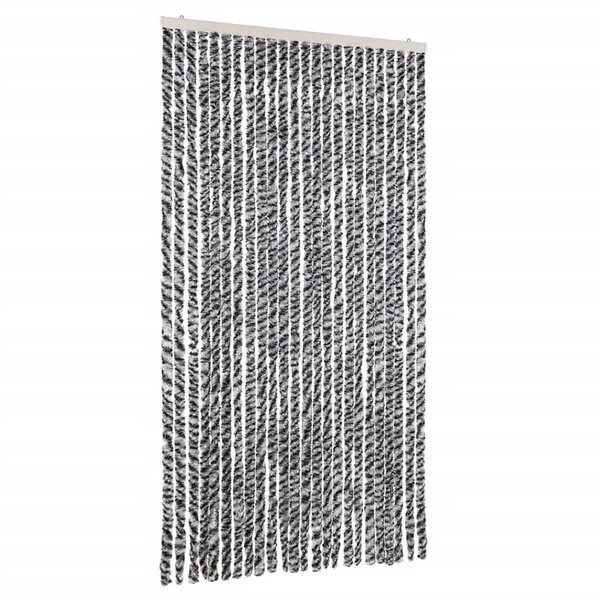 vidaXL Rideau anti-mouches gris et noir et blanc 100x200 cm chenille