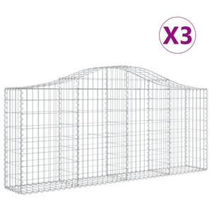 vidaXL Paniers à gabions arqués 3 Pièces 200x30x80/100 cm Fer galvanisé