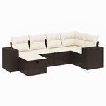vidaXL Salon de jardin avec coussins 6 Pièces marron résine tressée