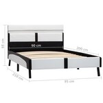 vidaXL Cadre de lit avec LED Blanc et noir Similicuir 90x200 cm