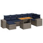 vidaXL Salon de jardin 8 Pièces avec coussins gris résine tressée