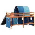 vidaXL Lit mezzanine enfants et tunnel bleu 90x200cm bois pin massif