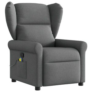 vidaXL Fauteuil inclinable de massage en tissu gris foncé
