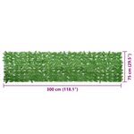 vidaXL Écran de balcon avec feuilles vert 300x75 cm