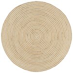 vidaXL Tapis fait à la main Jute avec design de spirale Blanc 90 cm