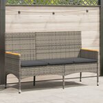 vidaXL Banc de jardin 3 places avec coussins gris résine tressée