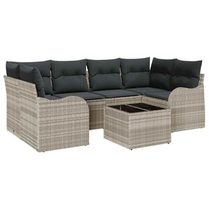 vidaXL Ensemble de canapé de jardin 7 Pièces Gris clair 55 x 55 x 37 cm