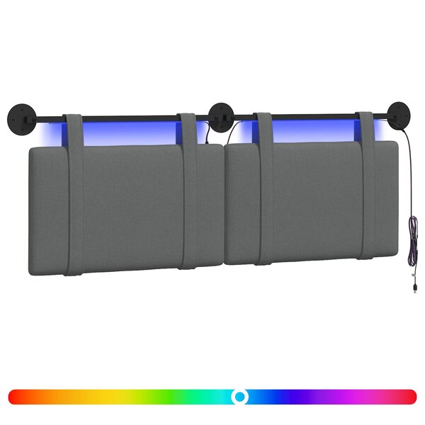 vidaXL Tête de lit suspendue Gris foncé Tissu