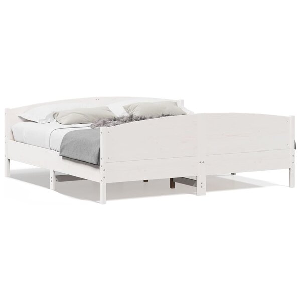 vidaXL Cadre de lit sans matelas blanc 200x200 cm bois massif de pin