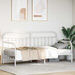 vidaXL Cadre de lit de jour avec tête de lit Blanc 100 x 190 cm Acier