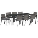vidaXL Ensemble de salle à manger pour jardin 9 Pièces Gris