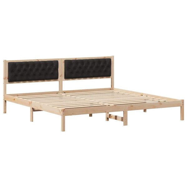 vidaXL Cadre de lit avec tête de lit Noir 200 x 200 cm Pin massif