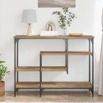 Table console vidaXL en chêne artisanal 100x35x75 cm en bois d'ingénierie et acier
