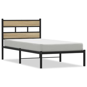 vidaXL Cadre de lit en métal sans matelas chêne sonoma 90x190 cm