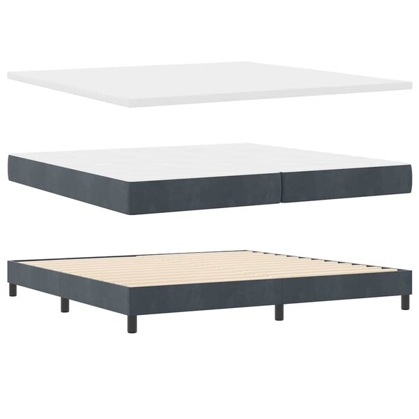 vidaXL Lit à ressorts avec matelas Gris foncé 200 x 200 cm Velours