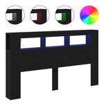 Tête de lit de rangement vidaXL avec éclairage LED Chêne noir 180x18 5x103 5 cm