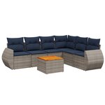 vidaXL Salon de jardin 7 Pièces avec coussins gris résine tressée