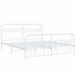 vidaXL Cadre de lit métal sans matelas et pied de lit blanc 183x203 cm