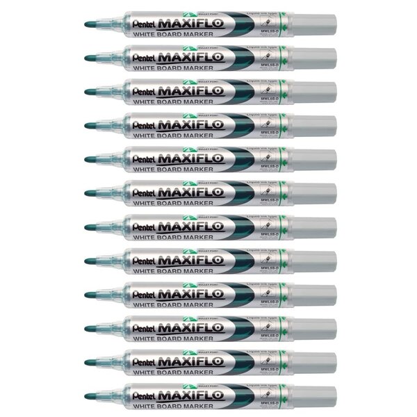 Marqueur MAXIFLO MWL5S Tableau blanc Pointe Ogive Vert x 12 PENTEL