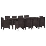 vidaXL Ensemble salle à manger jardin 11 pièces marron poly rotin