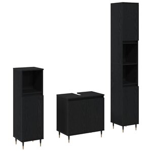 vidaXL Ensemble de meubles de salle de bain 3 Pièces Chêne noir