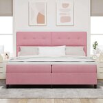 vidaXL Lit à ressorts avec matelas Rose 200 x 200 cm Velours