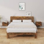 vidaXL Tables de chevet murales 2 Pièces Chêne fumé 34x30x20 cm