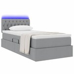 vidaXL Lit de rangement LED avec matelas Gris clair 90 x 200 cm Tissu