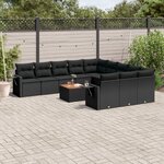 vidaXL Salon de jardin 12 Pièces avec coussins noir résine tressée
