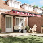 vidaXL Auvent Rouge et Blanc 400 × 300 cm Polyester et Aluminium