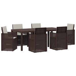 vidaXL Ensemble de salle à manger pour jardin avec coussin 7 Pièces PP