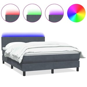 vidaXL Sommier à lattes de lit et matelas et LED gris foncé 140x220cm velours