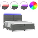 vidaXL Lit à ressorts avec matelas Gris foncé 200 x 200 cm tissu