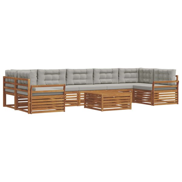 vidaXL Ensemble de canapés d'extérieur 8 pc Gris Naturel et Clair