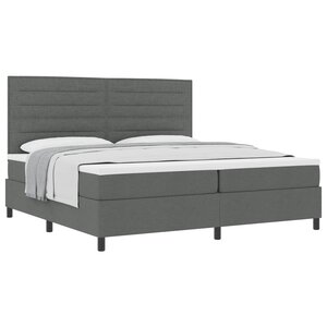 vidaXL Lit à ressorts avec matelas Gris foncé 200 x 200 cm tissu