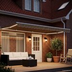 vidaXL Cadre de store manuel avec LEDs Jaune  Gris et Blanc 4 × 3 5 m