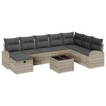 vidaXL Ensemble de canapé de jardin 9 Pièces Gris clair Poly rotin
