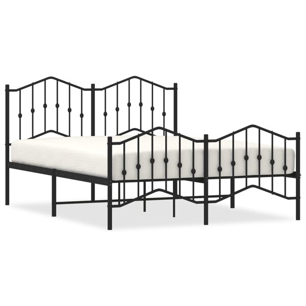 vidaXL Cadre de lit métal sans matelas avec pied de lit noir 140x200cm