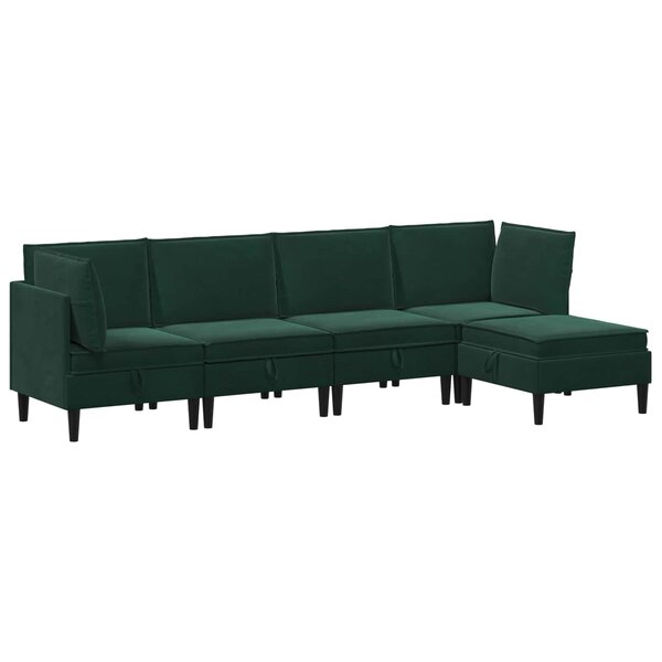 vidaXL Ensemble de meubles pour le salon 5 Pièces Vert foncé Velours