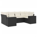 vidaXL Salon de jardin 6 Pièces avec coussins noir résine tressée