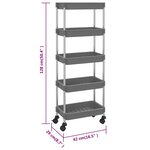 vidaXL Chariot de cuisine 5 niveaux Gris 42x29x128 cm Fer et ABS