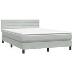 vidaXL Sommier à lattes de lit et matelas gris clair 140x210cm velours