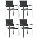vidaXL Chaises de jardin lot de 4 noir 54x62 5x89 cm résine tressée