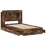 vidaXL Cadre de lit avec rangement avec tiroir Chêne fumé 90 x 190 cm