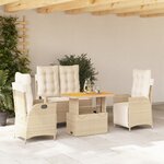 vidaXL Ensemble à manger de jardin coussins 4 Pièces beige résine tressée