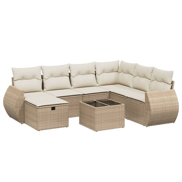 vidaXL Salon de jardin avec coussins 8 Pièces beige résine tressée