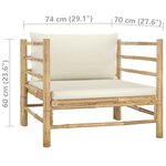 vidaXL Salon de jardin 5 Pièces avec coussins blanc crème bambou